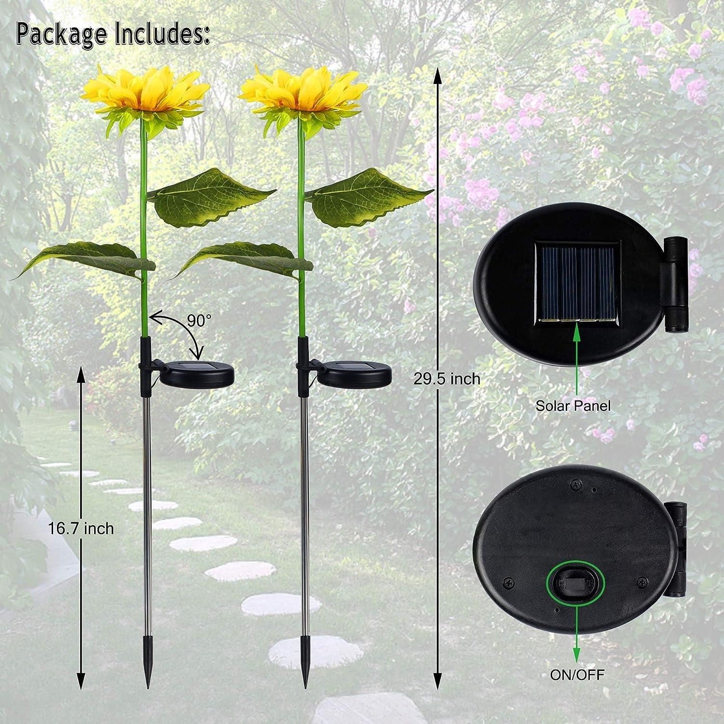 Solar-Powered Sunflower Garden Light