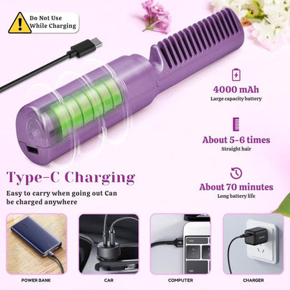 Portable Rechargeable Cordless Hair Straightener & Hot Comb