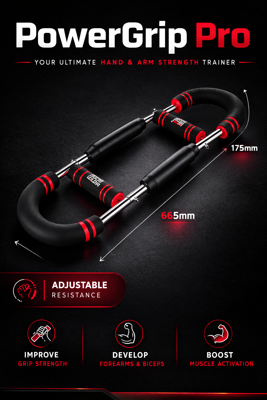 PowerGrip Pro – Adjustable Wrist & Forearm Strength Trainer