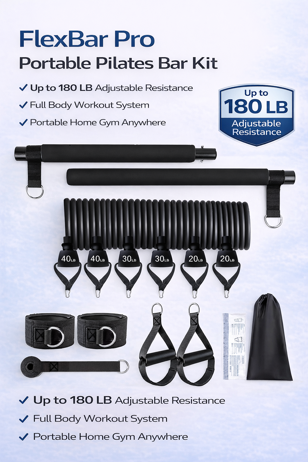 FlexBar Pro Portable Pilates Bar Kit